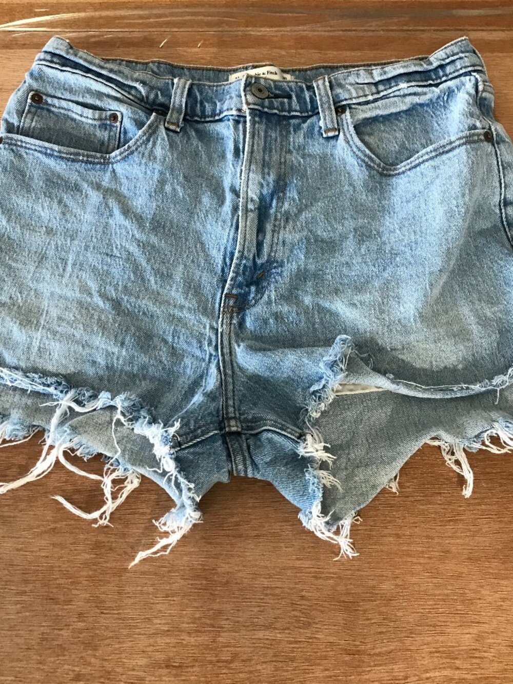 Abercrombie & Fitch Mom Cut Off Shorts Women 30 Blue High Rise Raw Hem Slimming